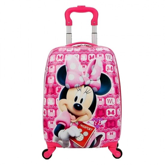 Minnie Mouse Printed Pattern Non-Breakable & Extra Light Weight Kids Trolley Bag (16 Inch)