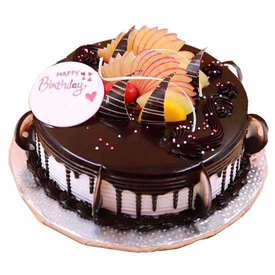Chocolate Truffle Cake with  fruit topping - 2 lbs
