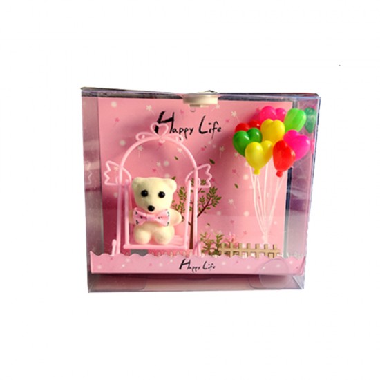 Pink Light Box with Bear & Balloons