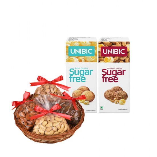 Dryfruits Basket with Sugarfree Cookies