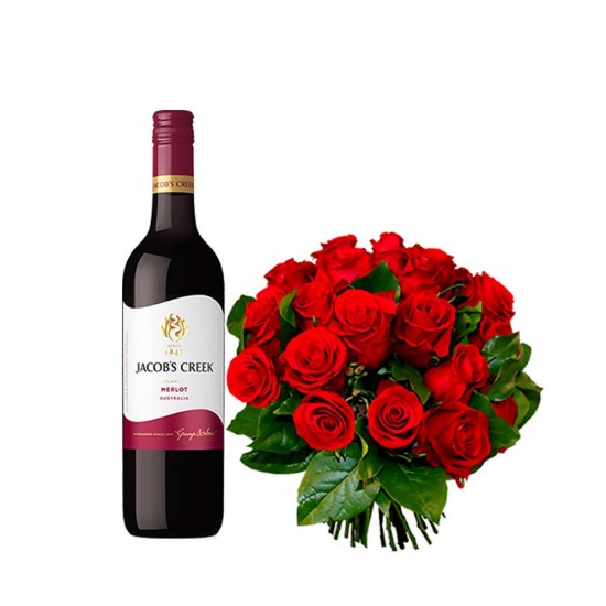 Rose Bouquet with Wine