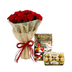 Roses Bouquet with Chocolates & Card