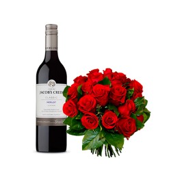 Rose Bouquet with Wine