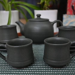 Ceramic Tea Pot and Cup Set with Saucer | Set of 4