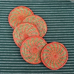 Handwoven Moonj Coaster  - Set Of 5 Handwoven Moonj Coaster  - Set Of 5
