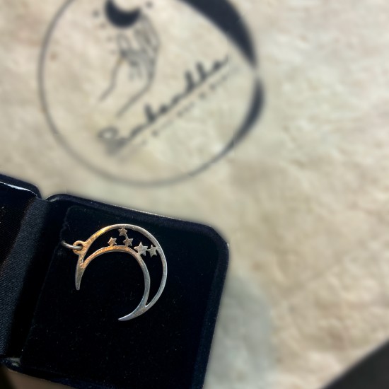 Silver Moon and Stars Pendant