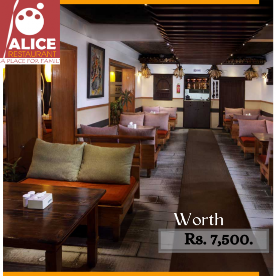Gift Certificate by Alice Restaurant Worth Rs.7,500/-