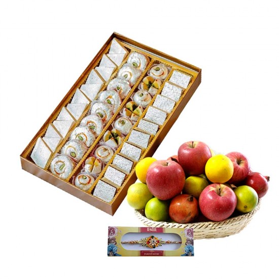 Rakhi & Mithai With Fruits Basket