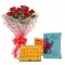 Bouquet with Card and Mithai
